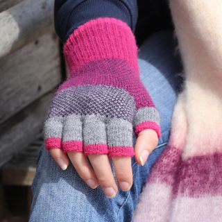Pink & Purple Fingerless Gloves by Peace of Mind
